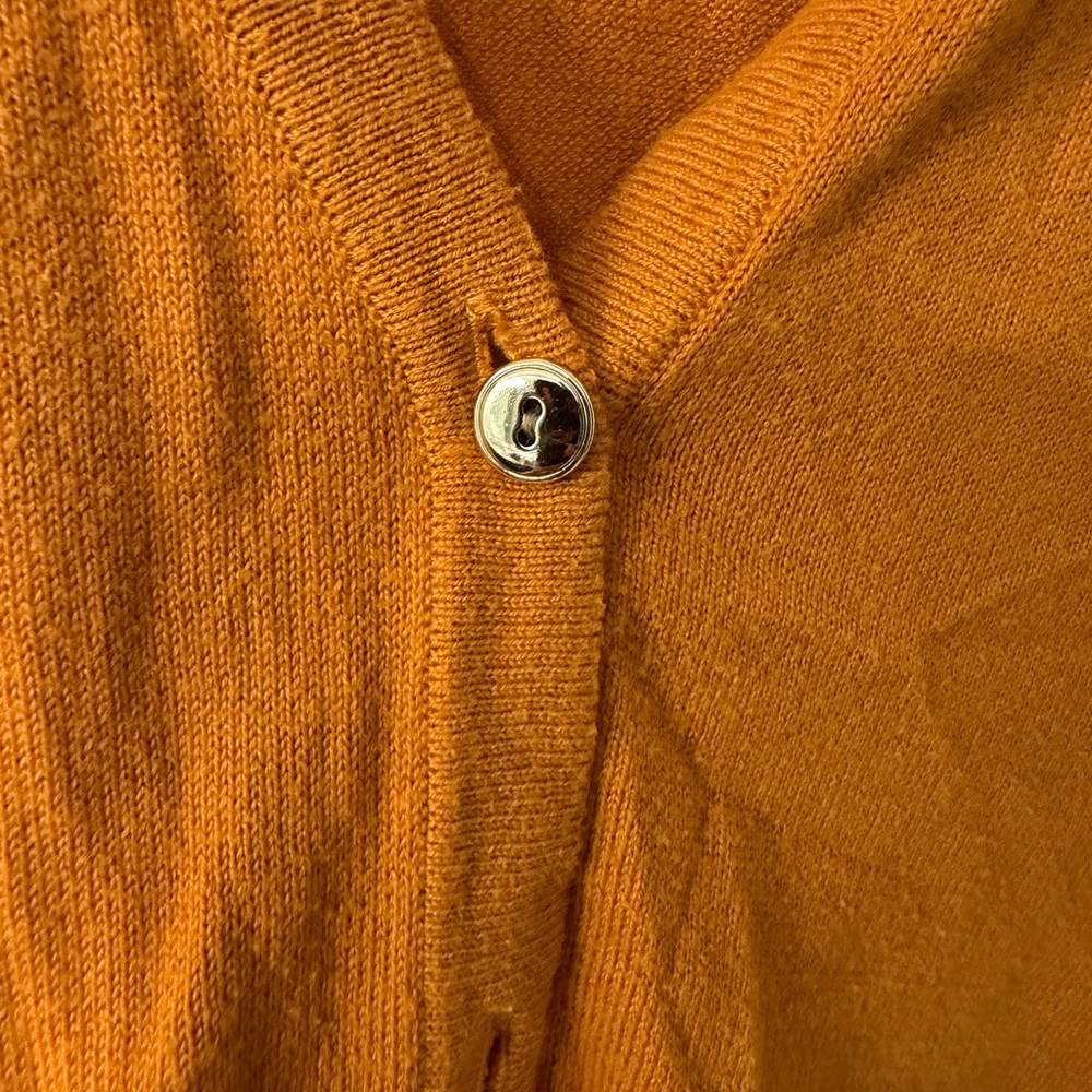 Charlotte Russe Mustard Button-Up V-Neck Cardigan - Picture 2 of 3